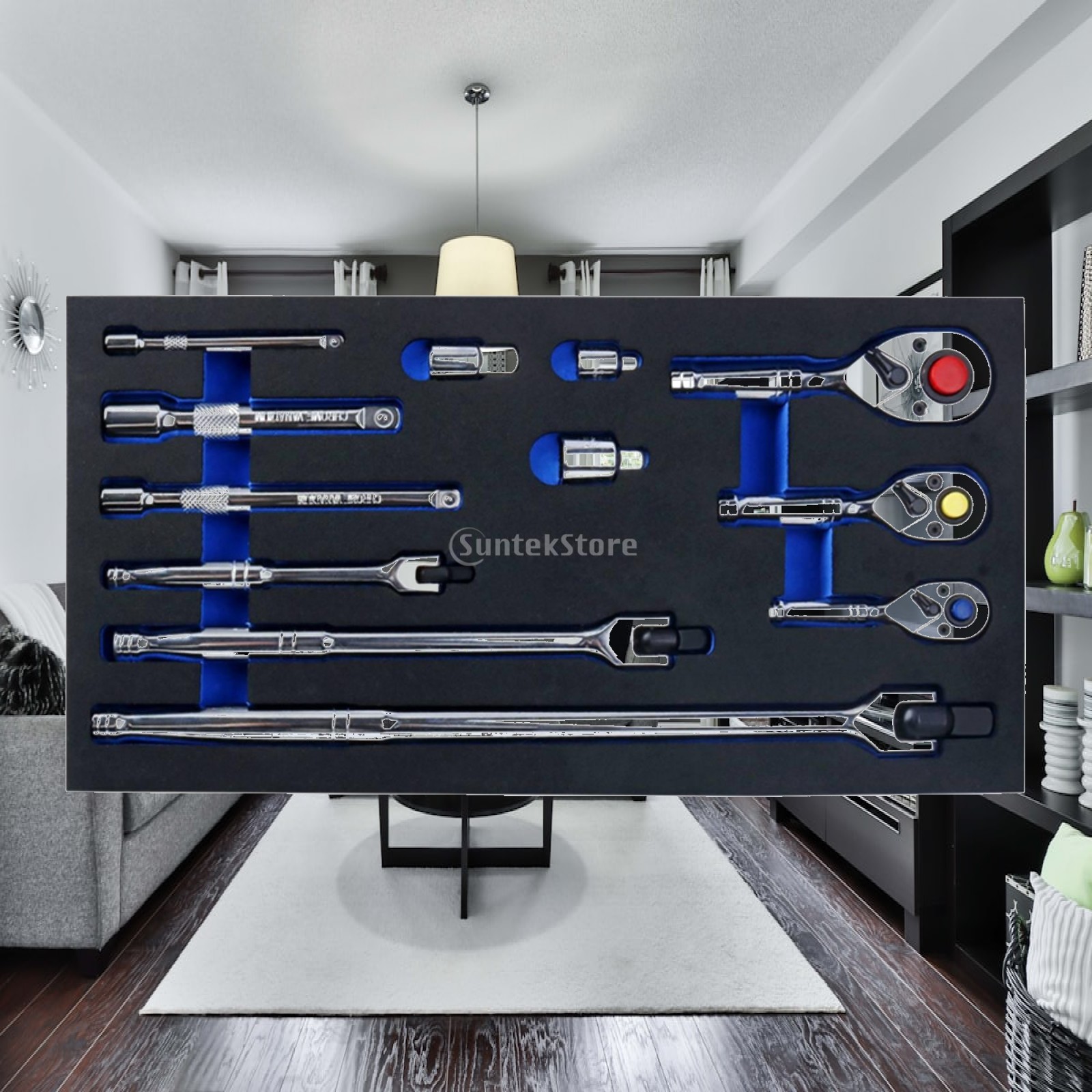 Socket Set - 12개로 구성된 래칫 공구 세트, 연장