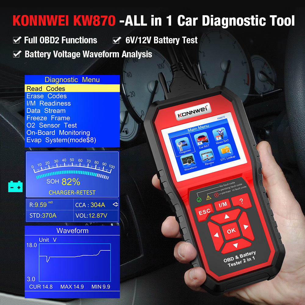 새로운 올인원 풀 기능 OBD2 진단 도구 KONNWE - Car Diagnostic Tool 리뷰 및 가격