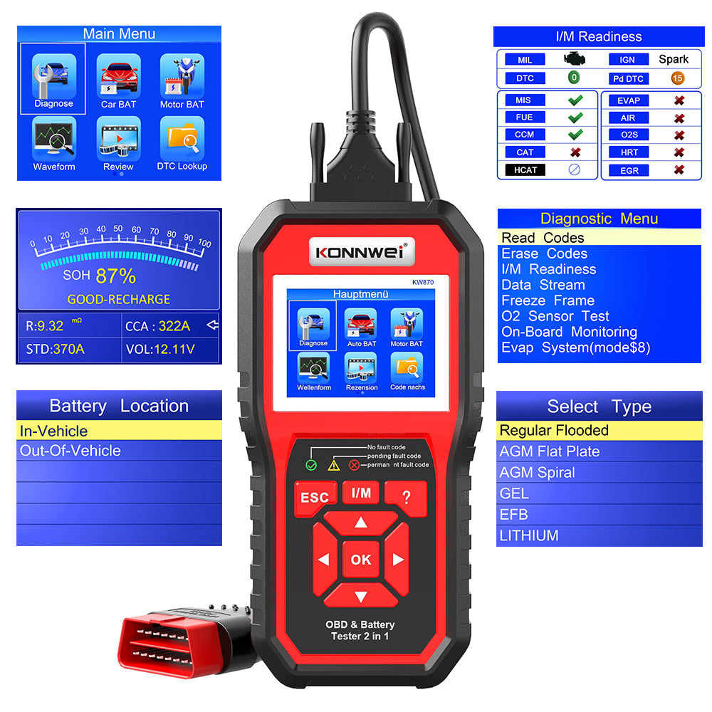 새로운 올인원 풀 기능 OBD2 진단 도구 KONNWE - Car Diagnostic Tool 리뷰 및 가격